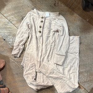 LL&C top + bottoms. Gender neutral. Cream Button-Up Long Sleeve Top